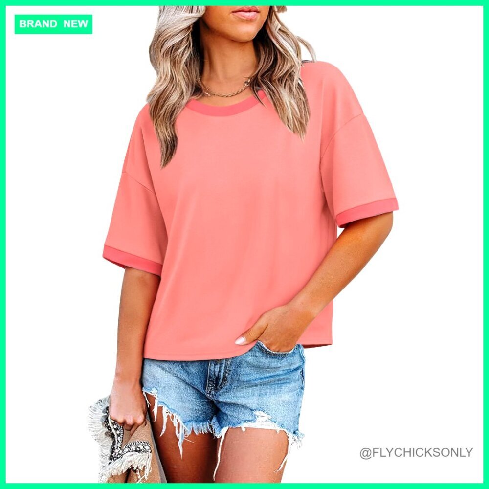 Oversized Loose Fit Half Sleeve Crew Neck T-Shirt Summer Top